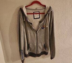 Colosseum Athletics University of Kansas Gray Zip Up Hoodie XL